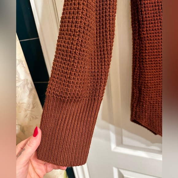 Rust colour funnel neck/off the shoulder sweater - Picture 3 of 6